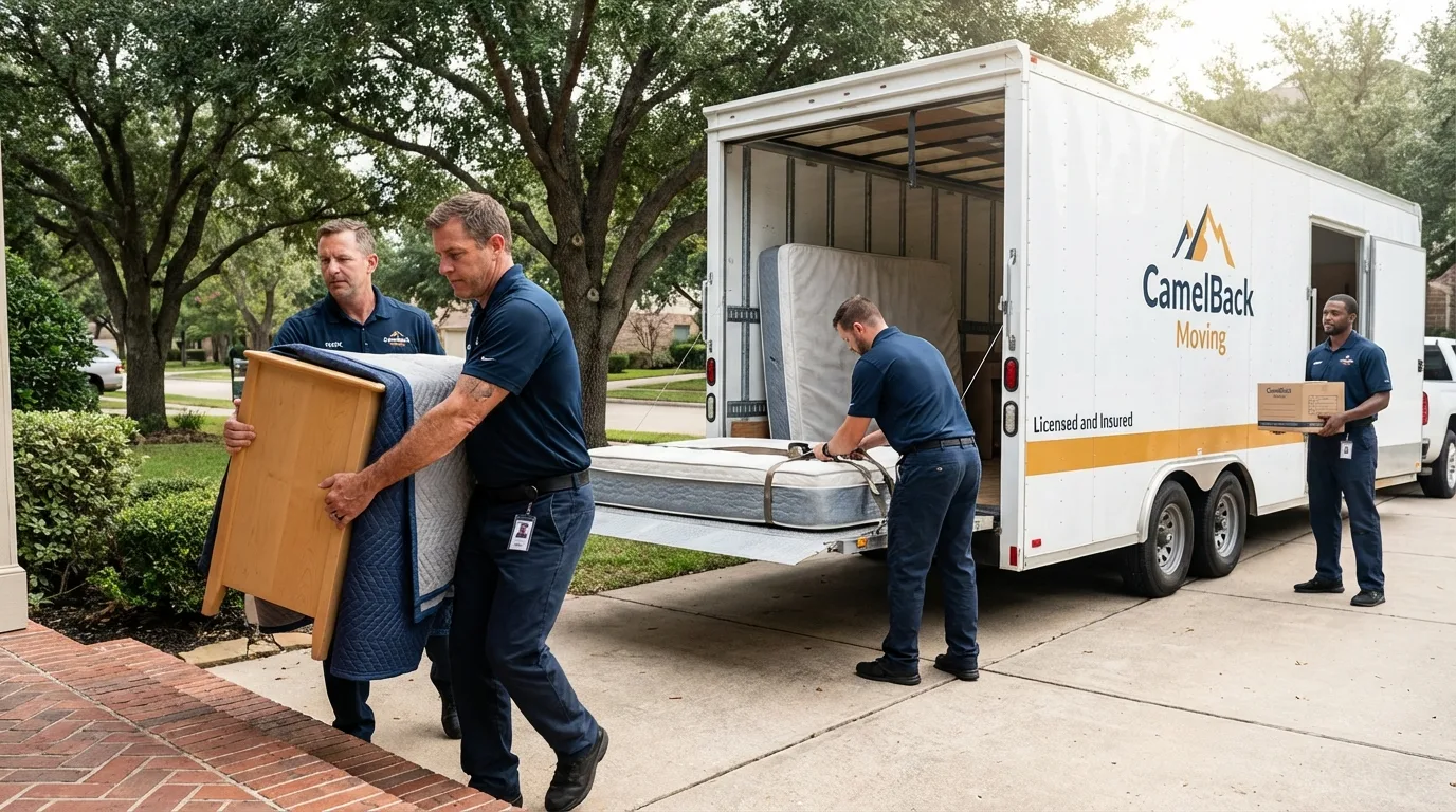 Crew loading residential truck for cross-state move from Buchanan, GA